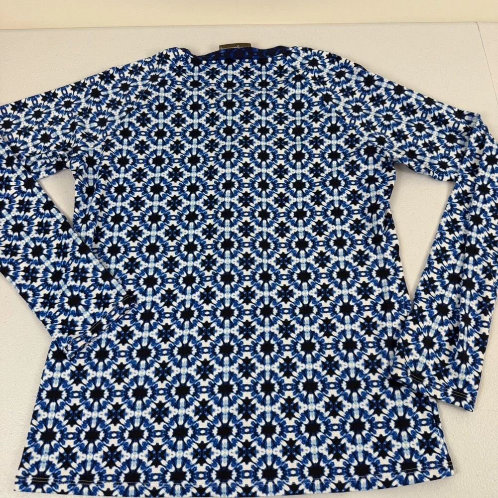 Tommy Bahama Womens Blue Medallion Quarter Zip Rash Guard Swim Top XL TSW61145C
